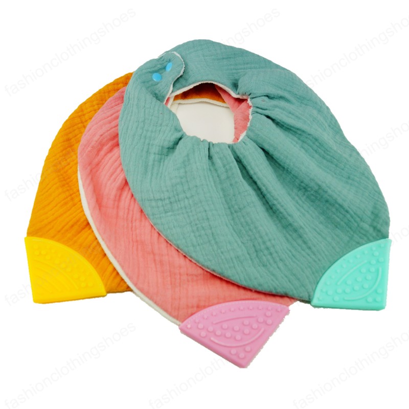 

Baby Bibs Feeding Newborn Burp Cloths Boys Girls Accessory Cotton Infant Teething Silicone Teether Triangle Scarf