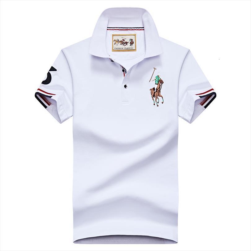 

summer short sleeve shirt fashion men polo shirts casual slim solid business mens clothin, White;black