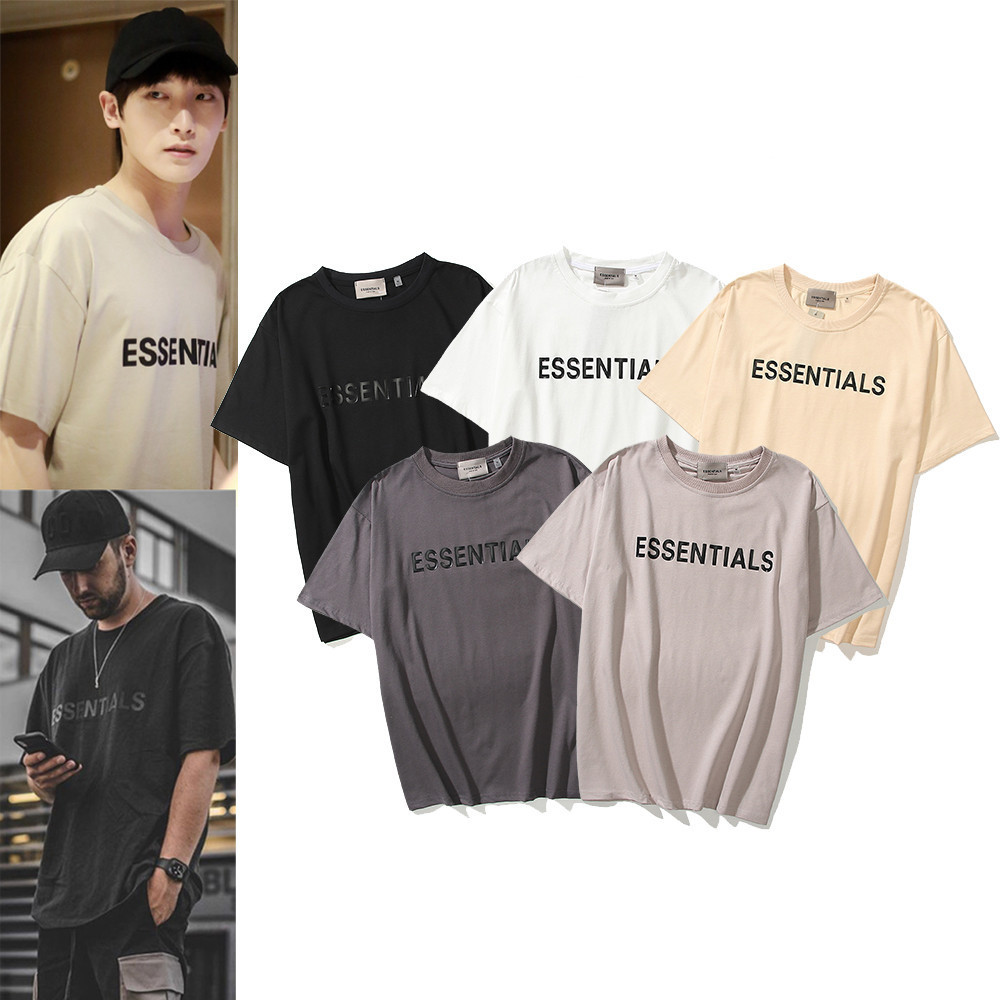 

21ss Ins Hot Spring Summer Hip Hop Fear of God Front Essentials 3d Silicon Tee Skateboard Tshirt Fog Men Women Short Sleeve Casual t Shirt, Gray;blue
