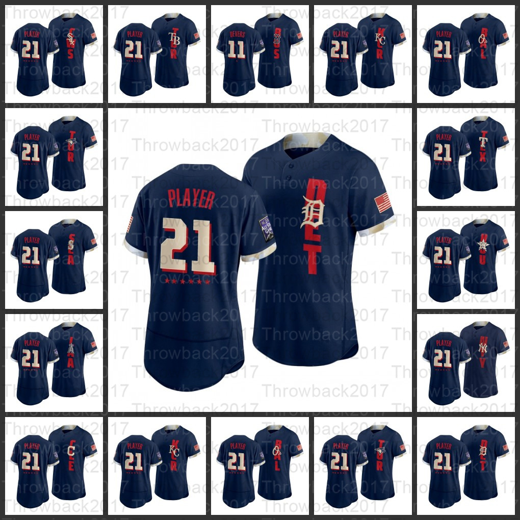 

Custom 2021 All Star Game Navy Flexbase Baseball I Authentic Jersey Double Stitched Embroidery Men Women Youth Jerseys, Blue;black