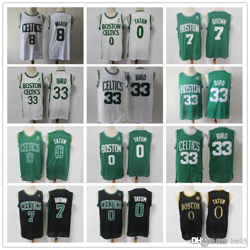 

Mens BostonCelticsJersey Larry 33 Bird Kemba 8 Walker Jayson 0 Tatum Jaylen 7 Brown Basketball Shorts Basketball Jersey Black, Black;red