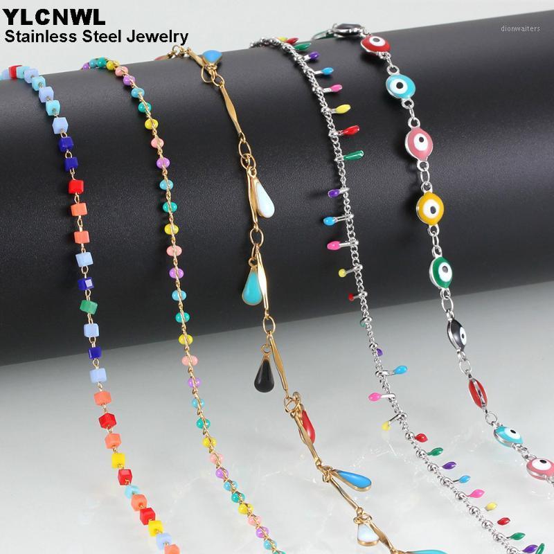 

Stainless Steel Multi-Colour Enamel Chains Necklaces For Women Girl Cute Charm Ladies Jewelry Fashion Wedding Gift