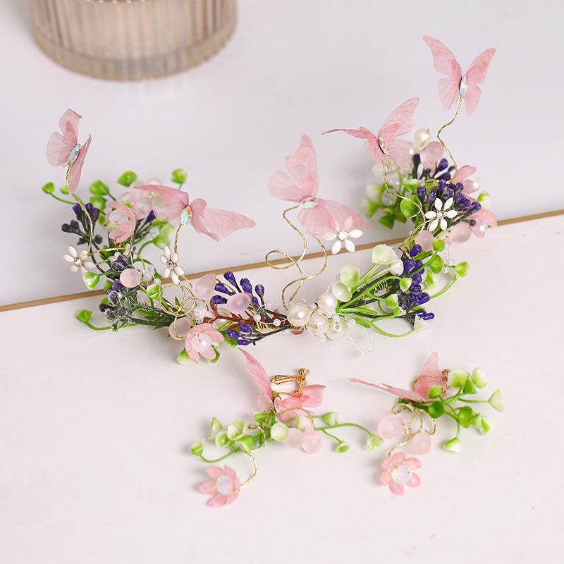 

Hair Clips & Barrettes Women's Butterfly Band Set With Earrings Styling Piece For Girls Wedding Party Pography LXH, Golden;silver