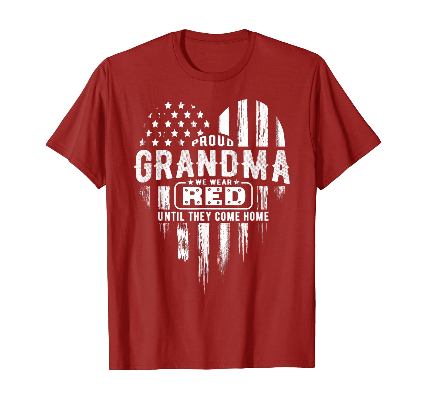 

Proud Grandma Red Friday Military Family T-Shirt, White;black