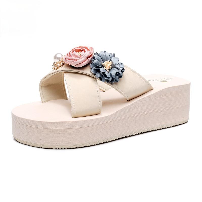 

Slippers Thin Women's Outer Wear Cross Straps Non-Slip Fashion Soft Wear-resistant Wedges Summer Funny Thick-Soled Flat Sandals, 3cmblack