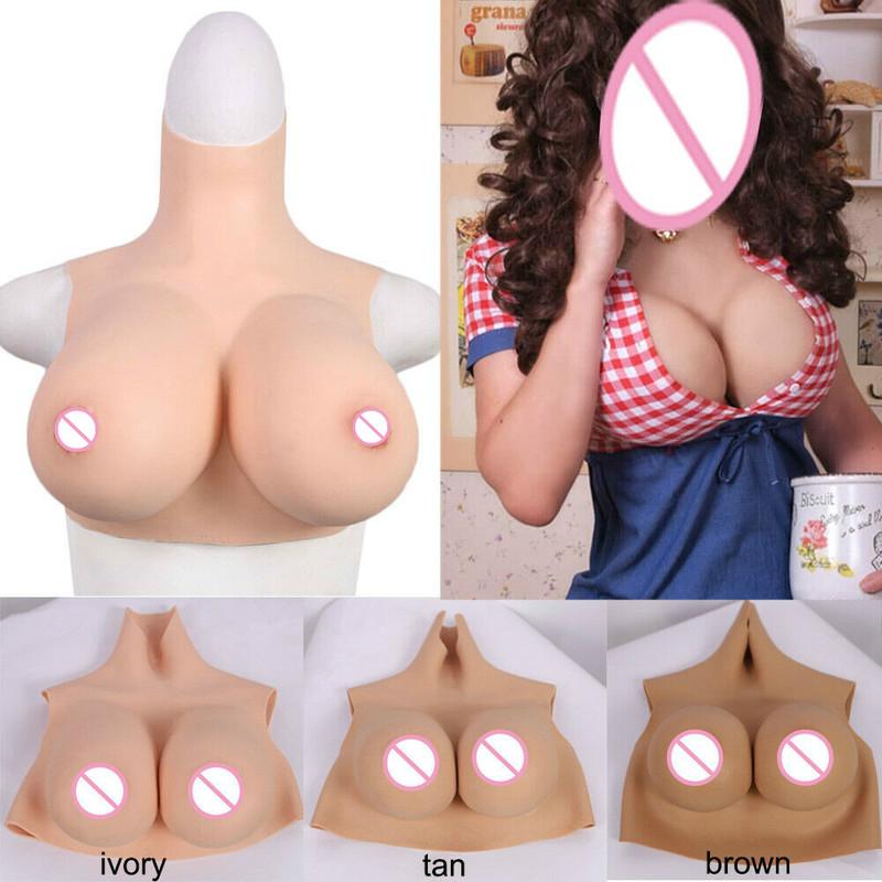 

Women's Shapers Silicone Breast Form Fake Boobs Transgender Crossdresser Breastplate Top Quality Soft Queen Transvestite Mastectomy Bra, Brown
