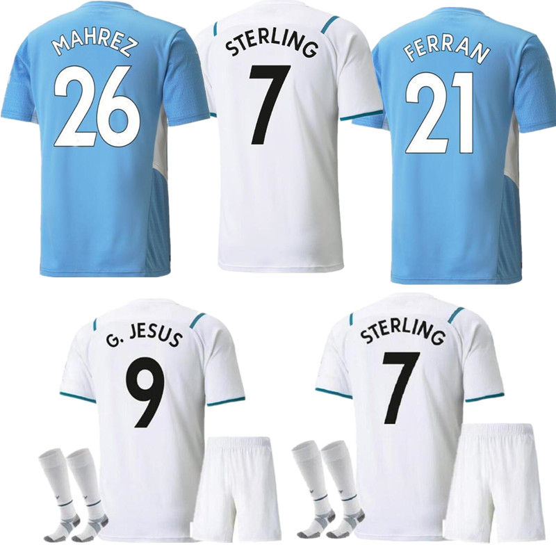 

soccer jersey 21 22 GREALISH STERLING G. JESUS CITY STERLING FERRAN DE BRUYNE Fans Player 2021 2022 football shirts men + kids kit