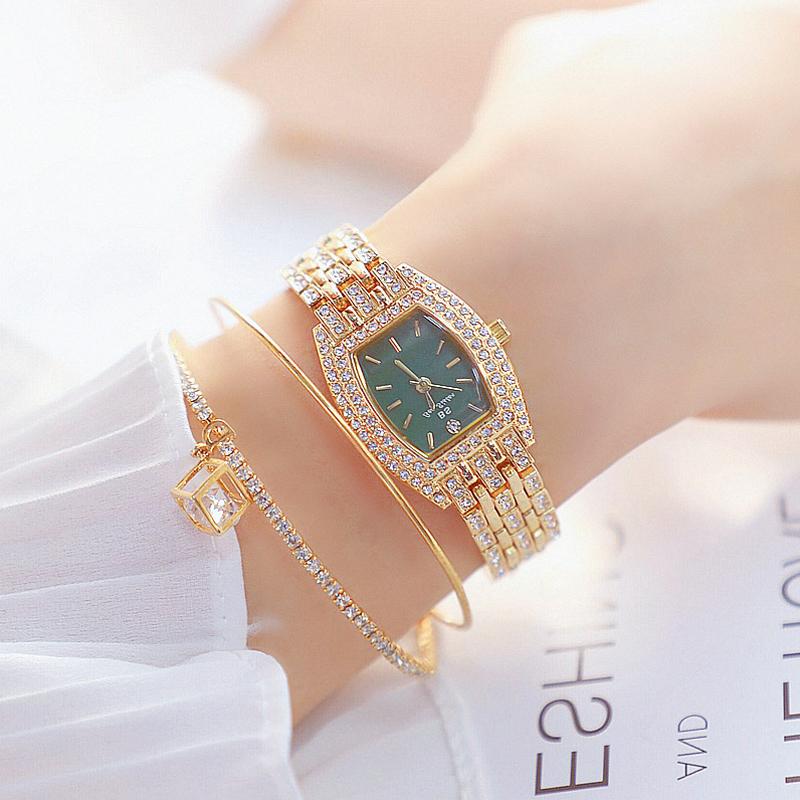 

Wristwatches Women's Watches Casual Sport Quartz Watch Women Fashion Steel Crystal Rhinestone Ladies Wristwatch, Silver