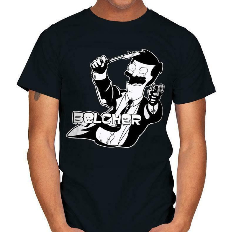 

R1 Bob's Burger Bob Belcher In Sterling Archer Style Parody Black T-shirt S-6XL, White;black