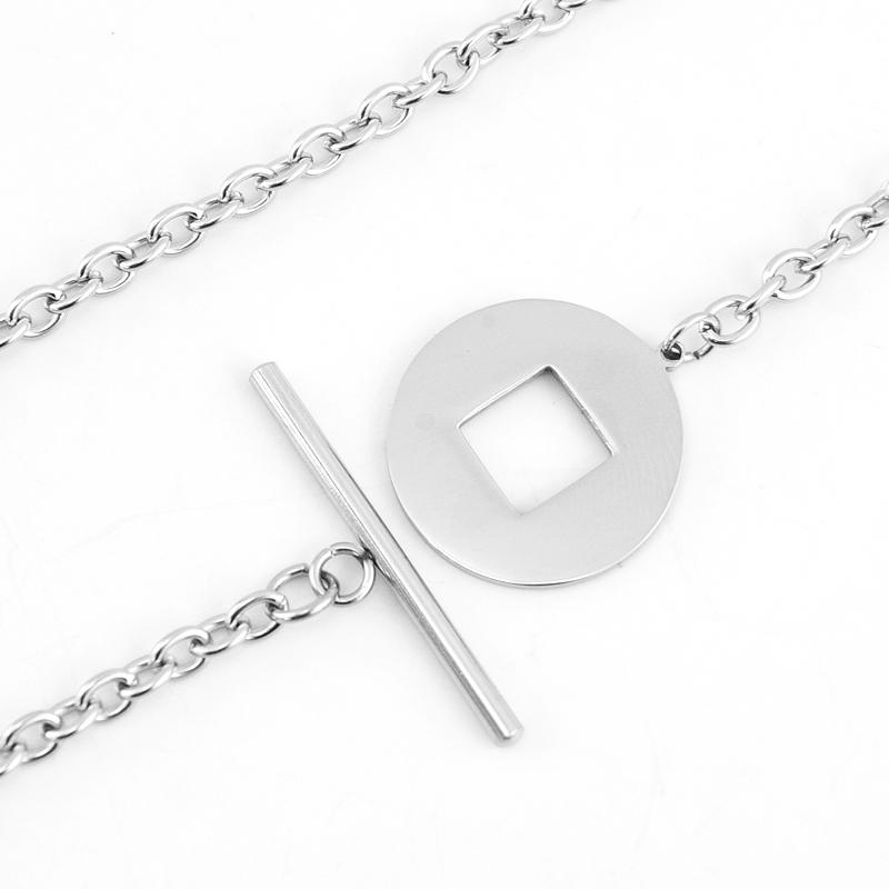 

Chokers Stainless Steel Women Thin Necklace Star In Round Disc Coin Pendant Rolo Cable Chain Collar Choker Jewelry