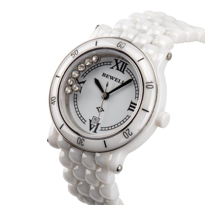 

Wristwatches Ly Decorated Fashion Ceramic Rhinestone Ladies Watch Waterproof Stainless Steel Quartz Women Watches White Jade Wristwatch, Women white