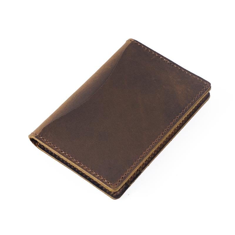 

Arrival Men ID Holders Vintage Design Brown Crazy Horse Leather Customized Business Unisex Wallet Wholesale Card