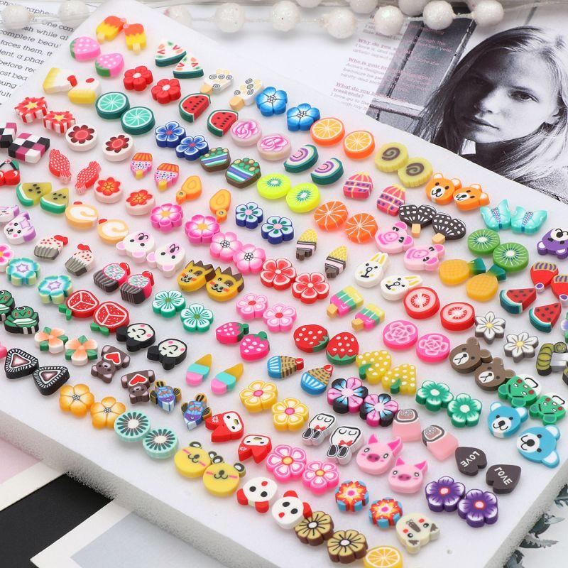 

Stud 100 Pairs Assorted Styles Polymer Clay Hypoallergenic Earrings Lot For Kids