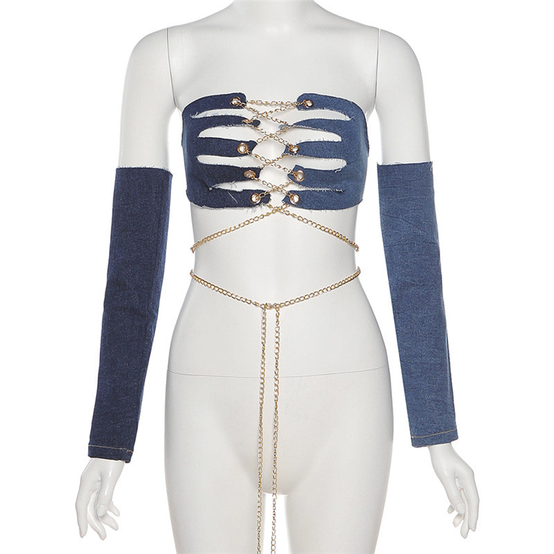 

Patchwork Striped Sexy Mesh Women 2021 Summer Fashion Fitness Tank Tops With Gloves Backless Streetwear Ribbed Outfit, White