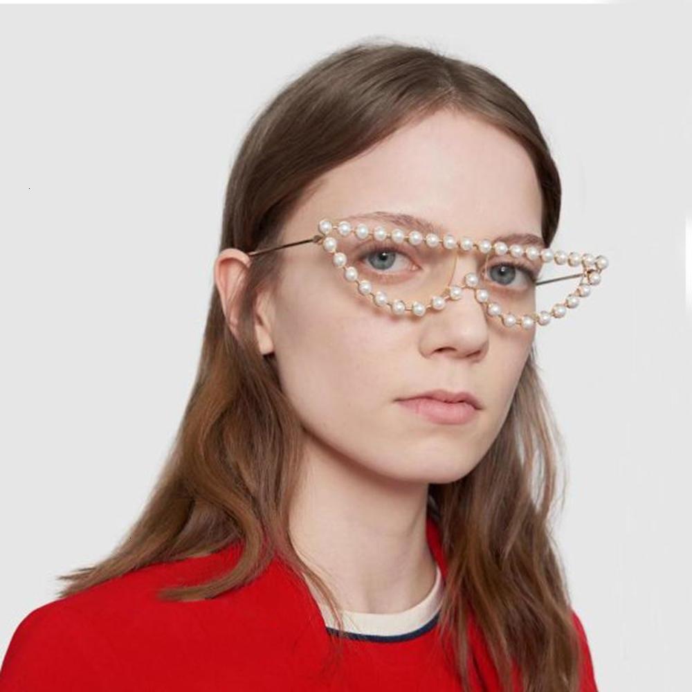 

sunglasses Fashionable sun frames Diamond Personality Cat Eye Frame Brand Design Women Uv400 Luxury Fashion Retro Trend Pearl Sunglasses, Black