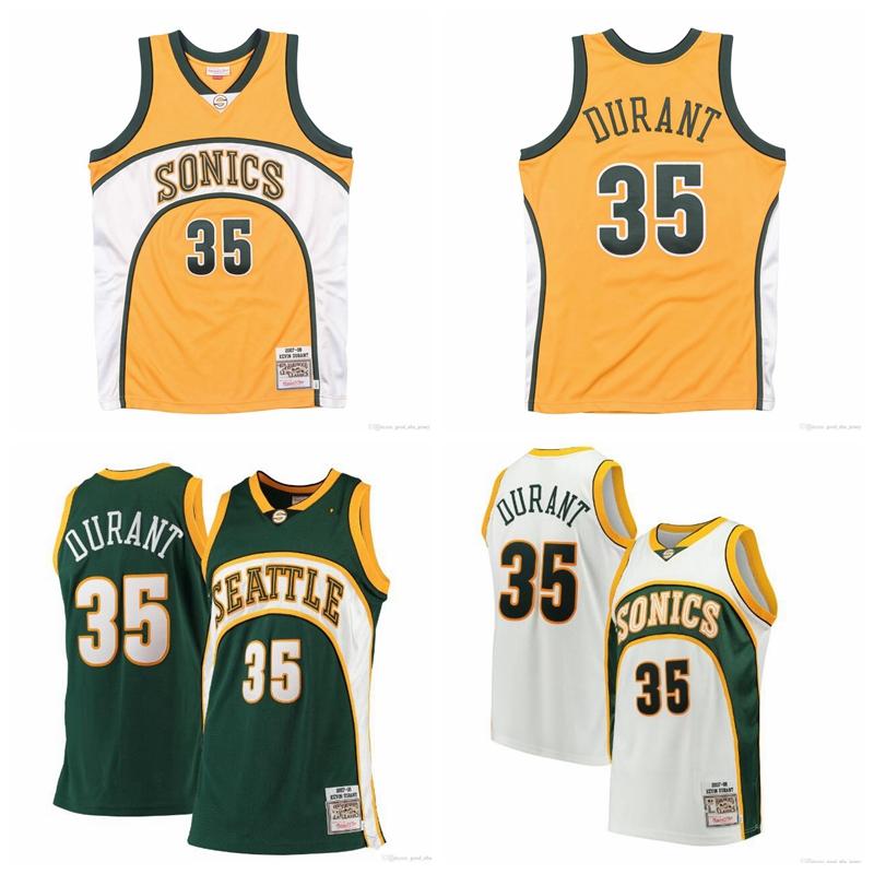 

Men Seattle SuperSonics Kevin Durant Mitchell & Ness White Home 2007/08 Hardwoods Classics Authentic Jersey, Black;red