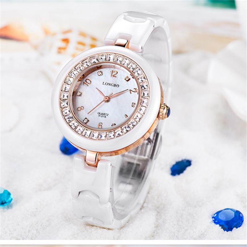 

Wristwatches LONGBO Ceramic Women Watch Ladies Quartz Watches Lady Wrist Fashion Female Clock Waterproof Relogio Feminino, White