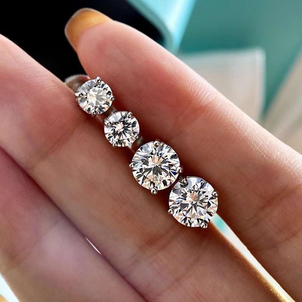 

90% OFF Solitaire 5mm/9mm Lab Diamond Stud Earring 925 sterling silver Anniversary Wedding Earrings for Women men Party Jewelry2021, Golden