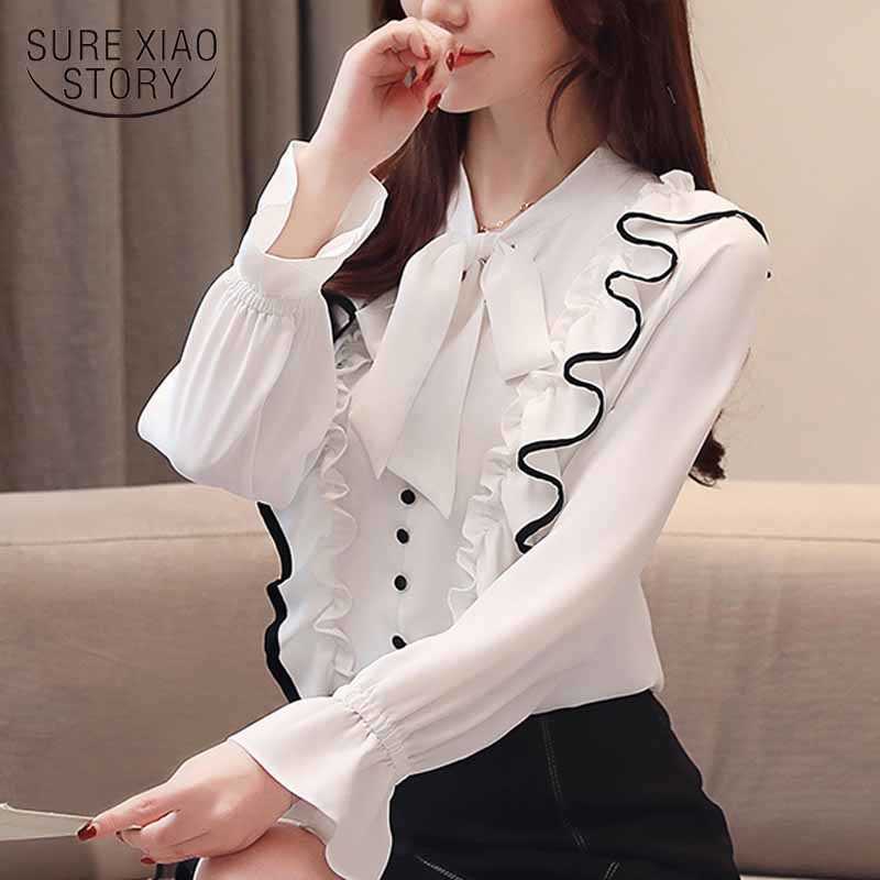 

Autumn Casual Women Tops Chiffon Blouse Long Flare Sleeve Office Cardigan Fashion Clothing Shirt Chic Blusas Mujer 5304 210527, Red