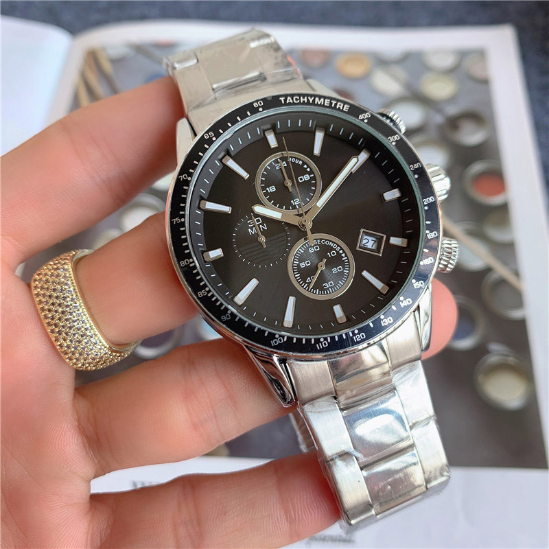 

Brand Watch Men Multifunction style stainless steel Calendar quartz wrist Watches Small dials can work BS21, Silver white