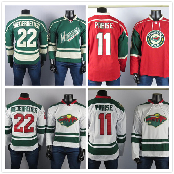 Minnesota Wild Hockey Jerseys 11 Zach Parise Jersey 22 Niederreiter High Quality Embroidered Men's ice Stitched