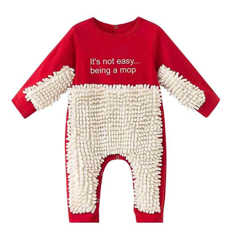 

Crawling Baby Mop Jumpsuit Girls Romper OutfitsLong Sleeve Footsies Boys s Onesie 210824
