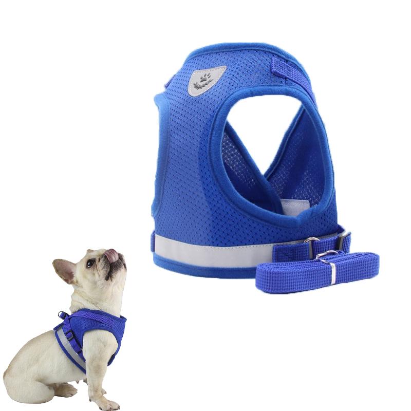 

Dog Collars & Leashes Pet Chest Harness Vest Type Polyester Mesh Breathable Night Reflective Rope Adjustable