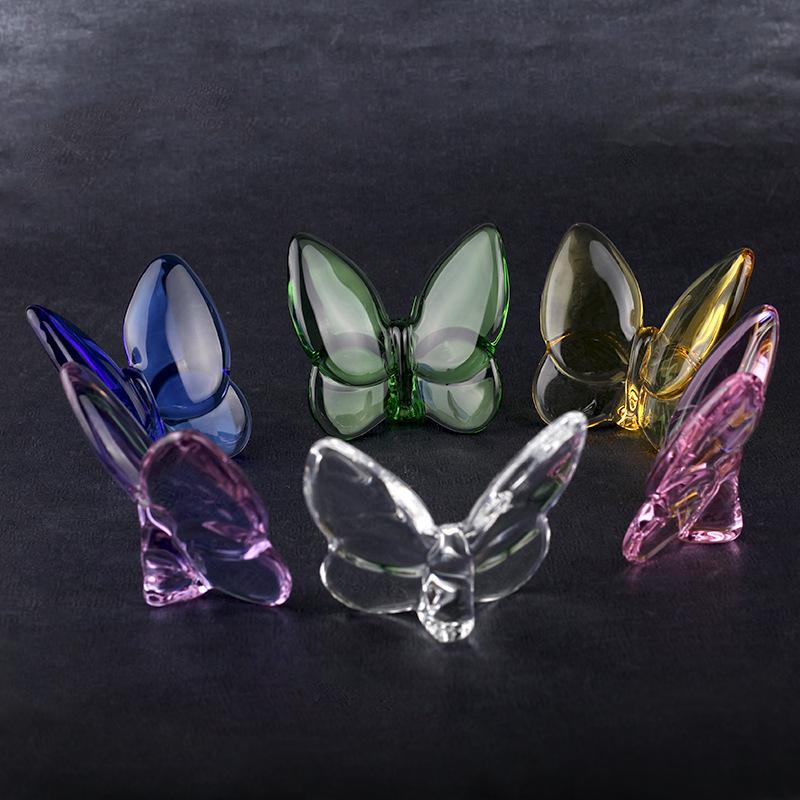 

Party Favor Colored Glaze Crystal Butterfly Ornaments Home Decoration Crafts Holiday Gifts