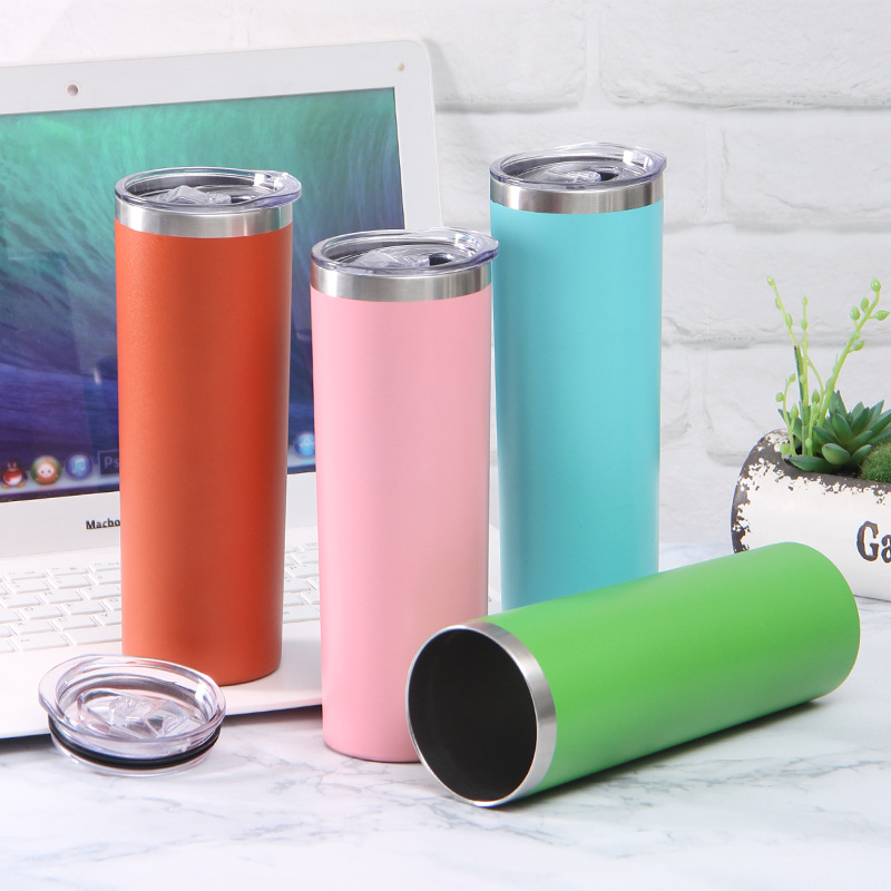 

20oz Skinny Tumbler Wine Cup With Lid Beer Mug Double Wall Vacuum Insulated Stainless Steel Slim Bottle, As shown