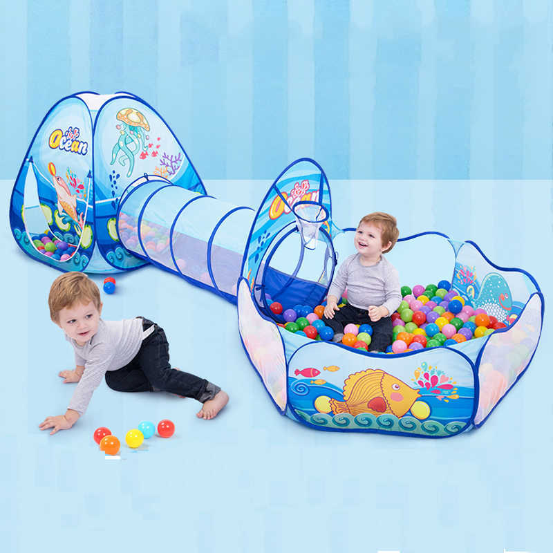 

3 Pcs/lot Portable Baby Playpen Easy Folding Playpen for Children Baby Playground Tent with Crawling Tunnel Ball Pool Baby Park 210831