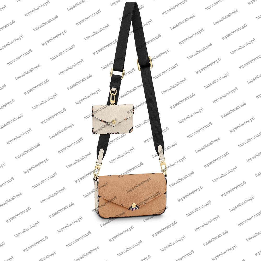 

M80695 FELICIE STRAP GO POCHETTE ACCESSOIRES Desinger women bag Wild at Heart animal print Purse cowhide-leather versatile cross-body pouch wallet shoulderbag, Invoice
