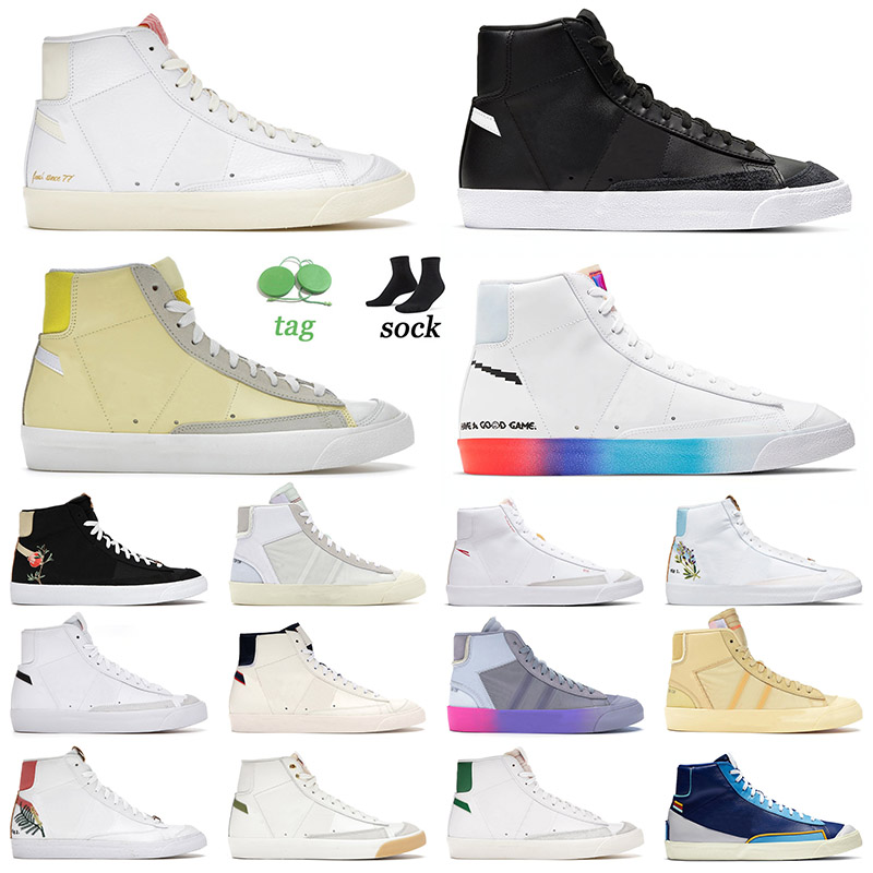 

New Arrival Athletic Running Shoes Blazer Mid 77 Vintage Leather Black White Have A Good Game Bicycle Yellow Sketch Red Blue Void Outdoor Sneakers Eur 36-45, A30 grey tones 36-45