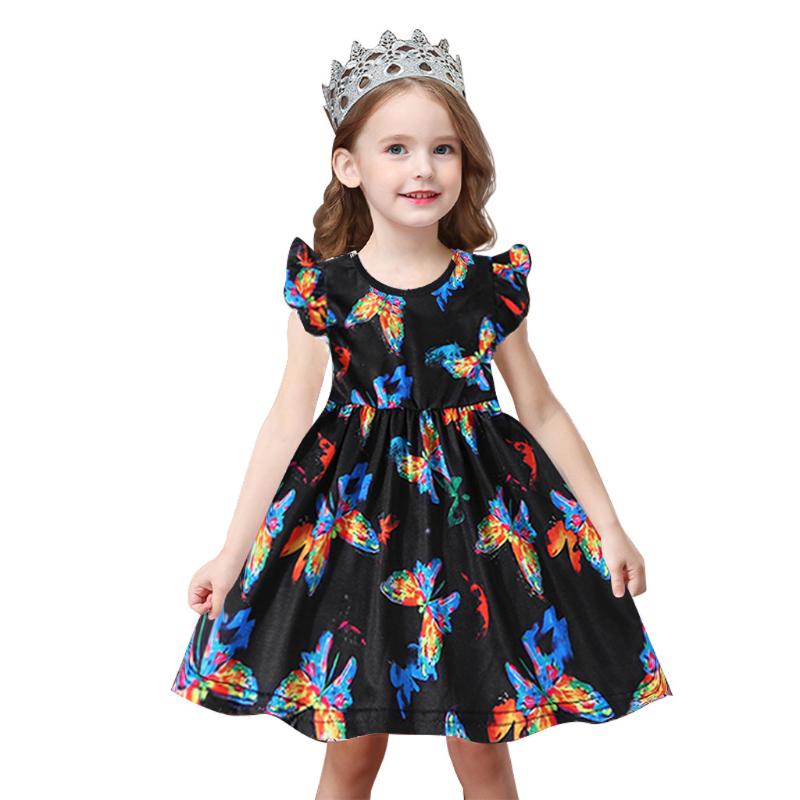 

Girl's Dresses Princess Dress Summer Toddler Kids Baby Girl Sleeve Butterflies Print Pageant Temperament Party Clothing For Girls, Red;yellow