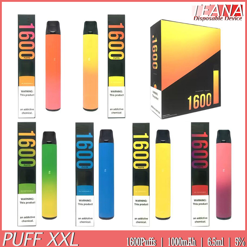 

XXL Disposable Vape Portable E Cigarette 1600 Puffs Starter Kit 1000mAh 6.5ml Pre-filled Pods Cartridges Vaporizers Puffbars Ecigarette Pen Stick Device Vapes, Remark colors