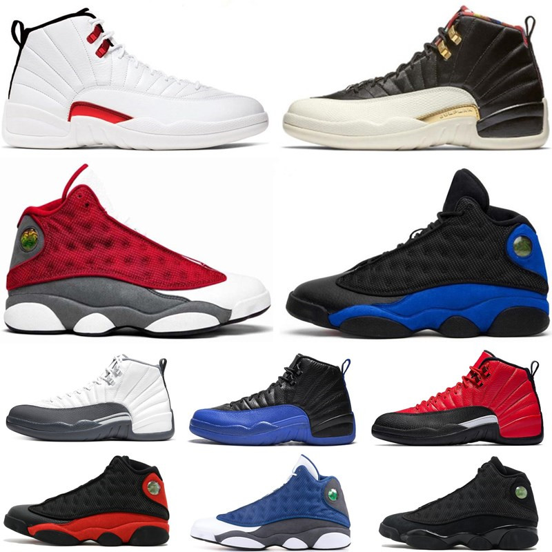 

12s Mens Basketball Shoes 12 Reverse Flu Game Royal Dark Grey FIBA Men Sports Women Sneakers Size 7 - 13 With Box, Bubble wrap