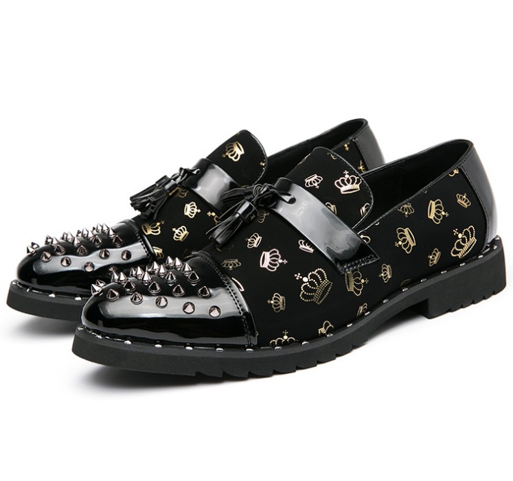 

Classic Men Oxford designer Dress Shoes Real Leather Flower Print Cap Toe Lace Up Buckle Wedding Party Formal Footwear for Mens Shoe, Black