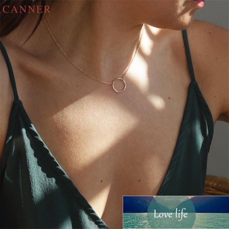 

Hollow Round Circle Necklace Women Choker 925 Sterling Silver Necklace Gold Color Collar Chains Jewelry Gifts Collier C40 Factory price expert design Quality