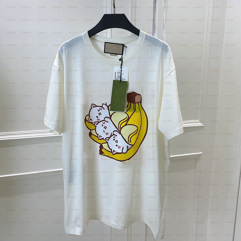 

Correct version of the t shirt spring and summer G banana cat Bananya printed letters joint short-sleeved T-shirt for men women, Pink