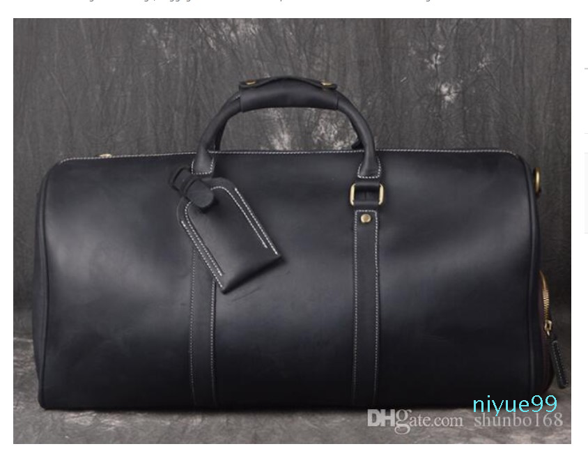 

50 55cm Hot outdoor packs duffel Genuine Leather women's and men's BAGS TRAVEL BAG DUFFLE LUGGAGE BAG, Brown plaid