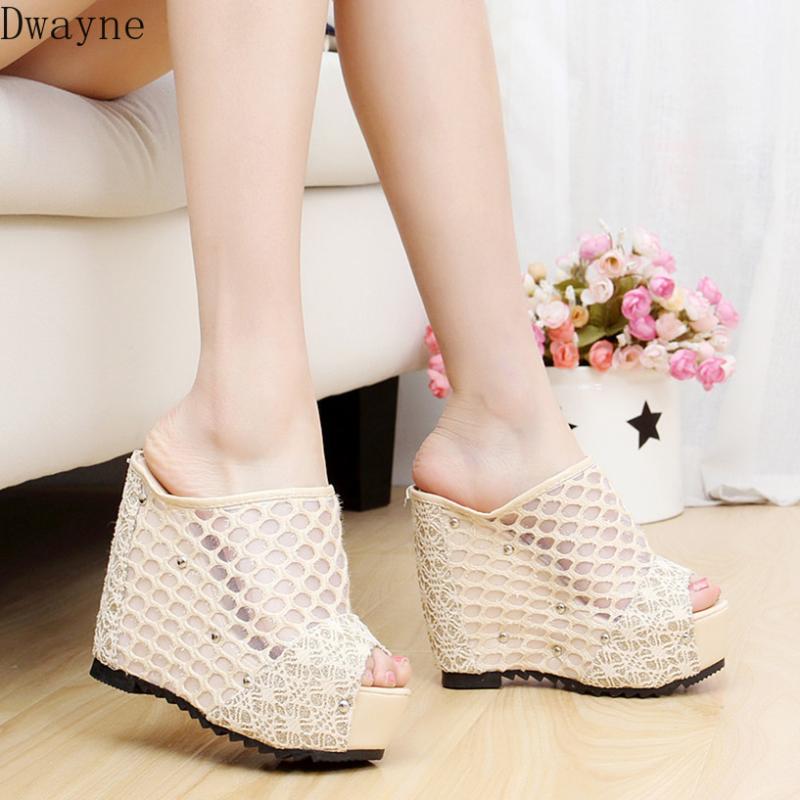 

Slippers 2021 Super High Slope With Sponge Cake Thick Bottom Waterproof Platform Fish Mouth Fashion Cool Children, Black