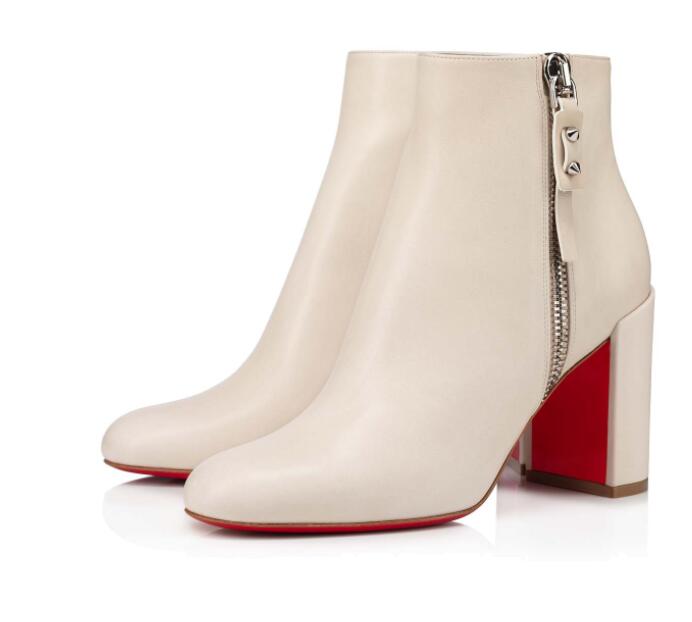 

Winter Ladies Nude Boots High Heel Red Sole Shoes Ziptotal 85 mm Exquisite Calfskin Black and White Brown Reds Soles Bootss Show Timeless Elegance