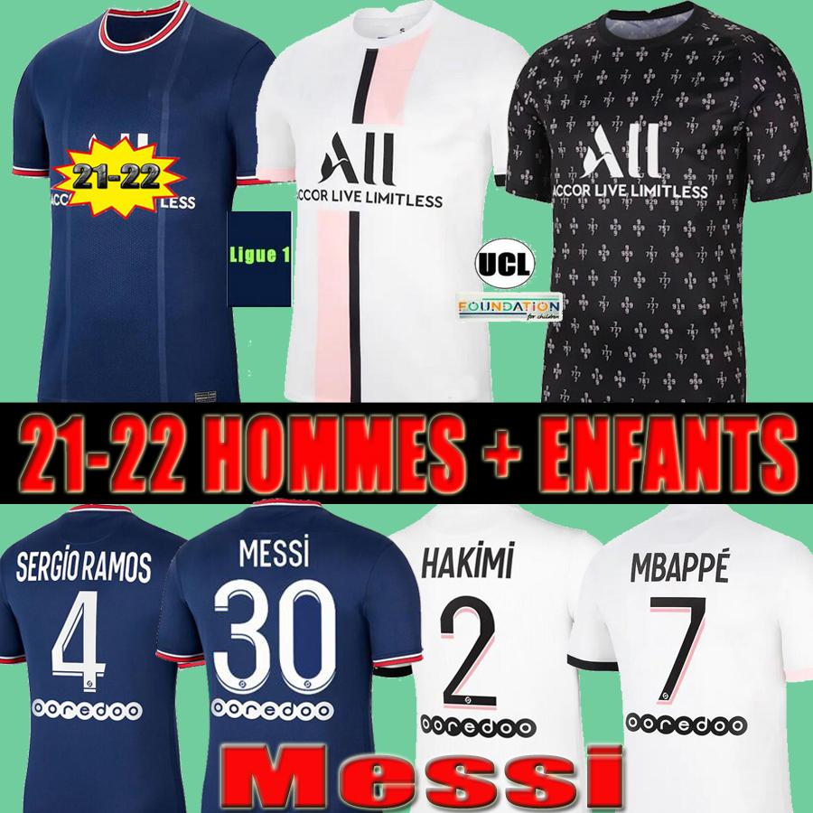 

MESSI MBAPPE soccer jerseys HAKIMI SERGIO RAMOS 21 22 Maillots de football shirt 2021 2022 MARQUINHOS VERRATTI men kids kit uniforms enfants maillot foot pre match, 21 22 third purple