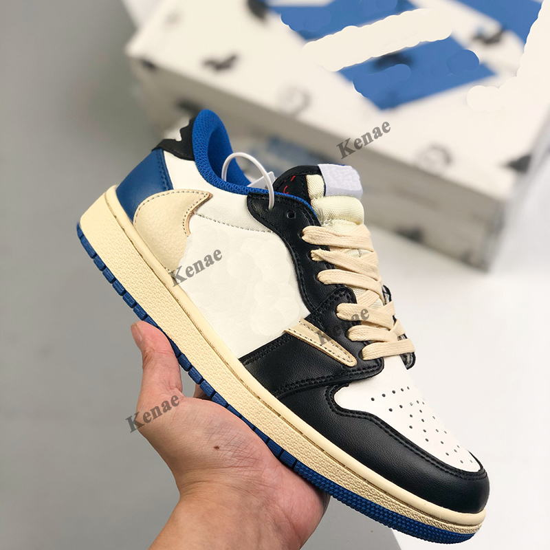 

Top Quality Jumpman 1 OG 1S Low Mens Basketball Shoes Fragment White blue Lychee Skin With North Carolina Suede Womens, #1