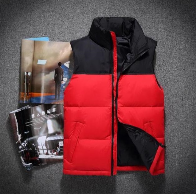 

Hot 2018 men DOWN winter down jacket North Polartec vest Male Sports Hooded Jackets Bomber Collar With Zippers Outdoor face Coats, Black;white