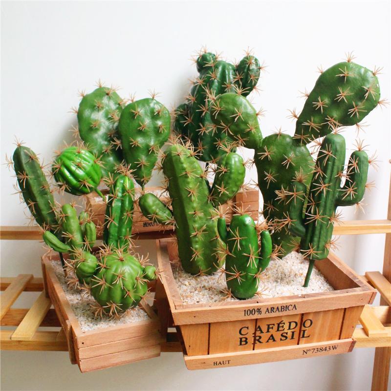 Decorative Flowers & Wreaths 4pcs Green Artificial Foam Cactus Succulents Prickly Pear Potted Plant No Pot Home Office Desktop DIY House And-image-739615573