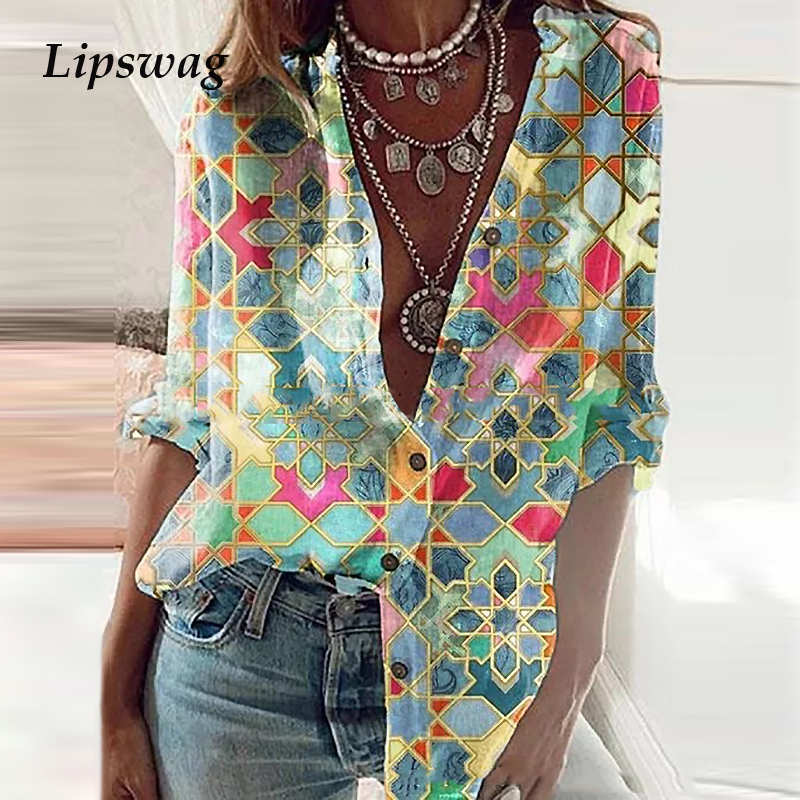 

Elegant Office Lady V-neck Button Blouse Shirt Women Cotton Linen Blouses Autumn 3/4 Roll Sleeves Solid Blusa Feminina Tops 5XL, 01 white