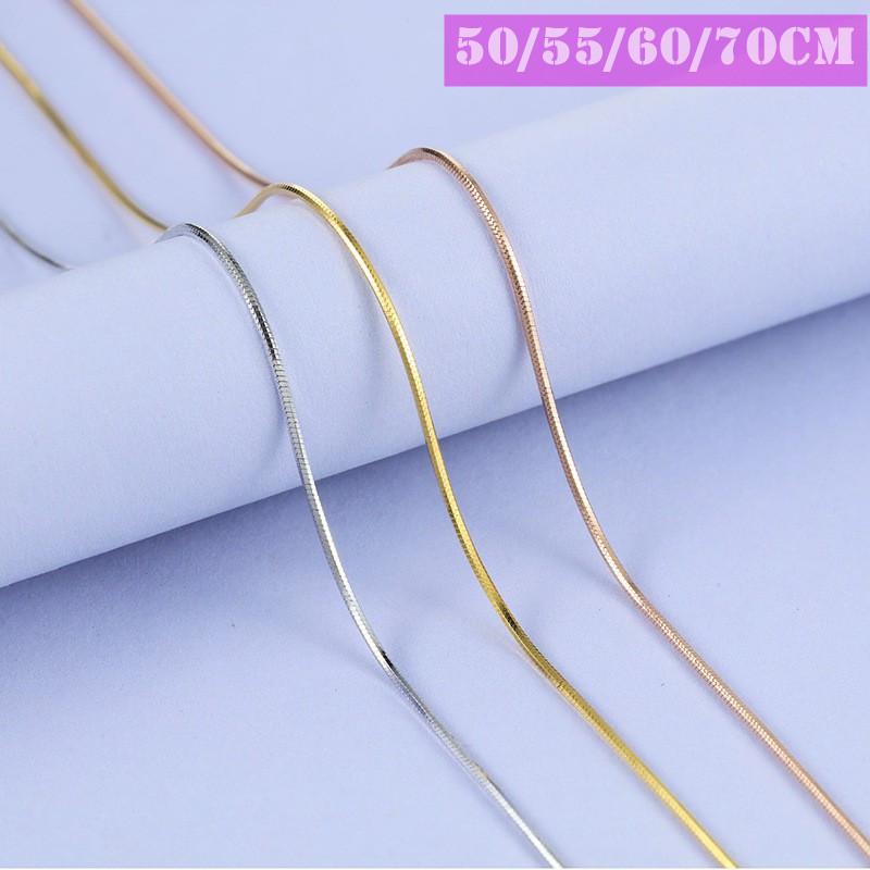 

Chains Lo Paulina S925 Sterling Silver Snake Chain Necklace 1.0mm 50~70cm Long For Female Europe Brand Collar Bijoux