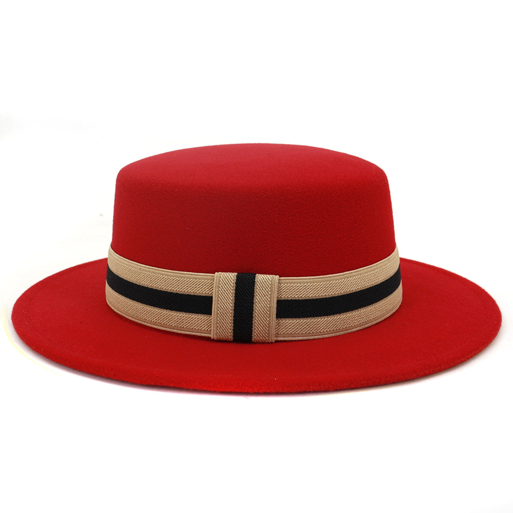 

Fashion Designers Sunshade Elegant Ladies Multi Color Selection Hats Autumn And Winter Women Caps Flat Top Big Brim Hat Outdoor Woolen Adjustable Classics Cap, Red