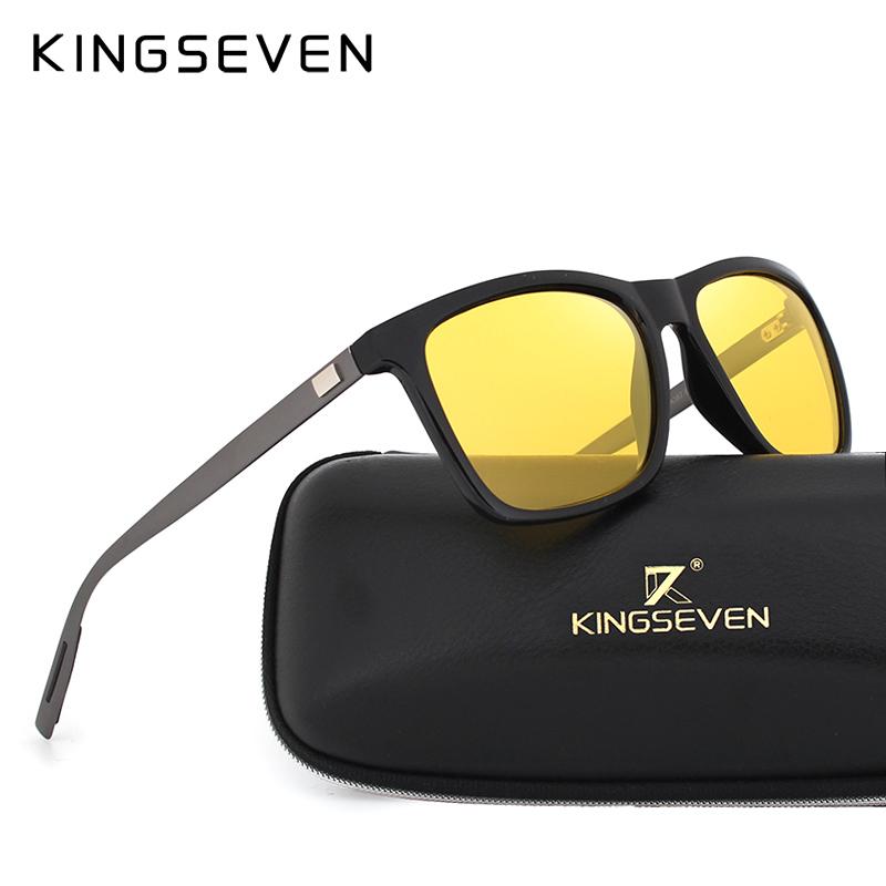 

Sunglasses KINGSEVEN Night Vision Men Brand Designer Fashion Polarized Driving Enhanced Light At Rainy Cloudy Fog Day, White;black