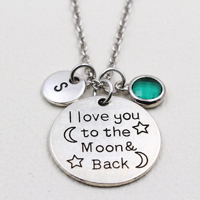 

Pendant Necklaces I Love You To The Moon And Back/Birthstone Necklace/A Z Letters Necklaces/Pendant Necklace/Sister Gift